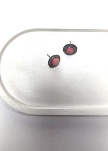 Chic Pink Stone Stud Earrings