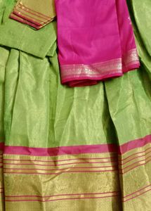 Vibrant Green Ethnic Skirt with Gold Border