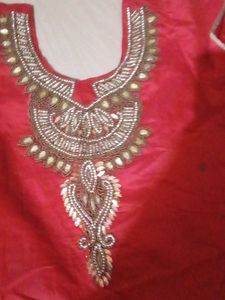 Red Embellished Kurta