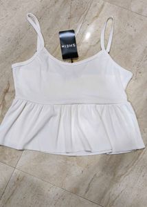 White Peplum Camisole Top