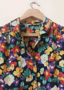 Vibrant Floral Button-Up Blouse