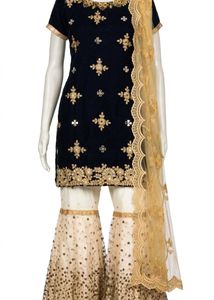 Navy Blue Kurta  Sharara Pant dupatta