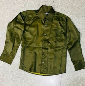 Green Satin Shirt With Matching Tie