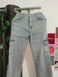 LOW PRICE! Light Blue Cargo Straight Fit Jeans