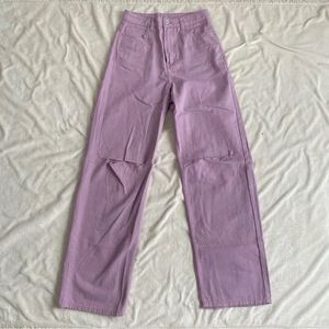 H&amp;M 💜Lilac Wide Leg Jean 💜|Ripped