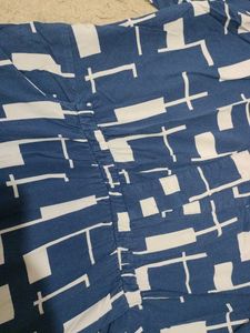Blue Geometric Print Midi Dress