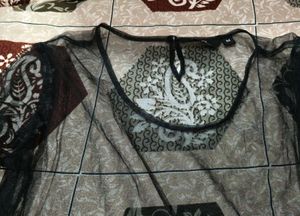 Embellished Black Sheer Top