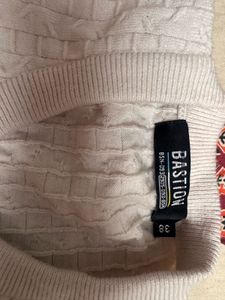 Men White Textured Knit Sweater