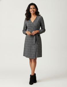 Mango - Grey Plaid Wrap Dress