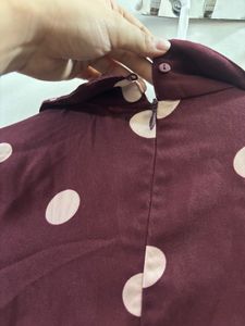 CODE Polka Dot Jumpsuit with Ruffled Sleeves