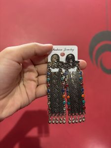 Vintage Oxidised Boho Earrings | Multicolour