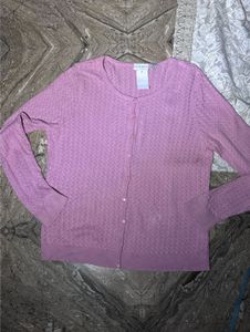 Women's Purple Cable Knit Cardigan