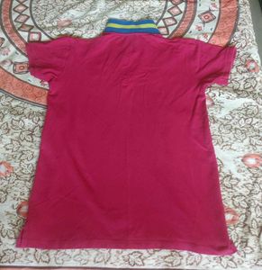 Men's Pink Polo T-Shirt with Lion Emblem