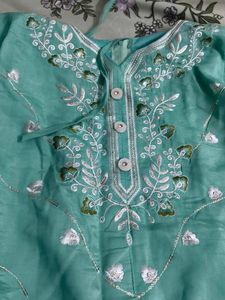 Embroidered Teal Kurta