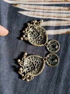 Oxidized Silver Jhumka Earrings