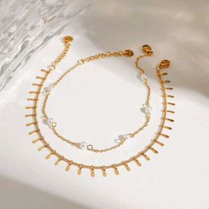 Delicate Layered Anklet with Pearls