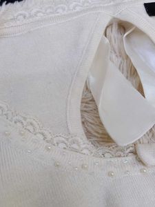 Cream Open Back Knit Top