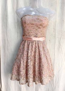 Chic Pink Lace Strapless Dress