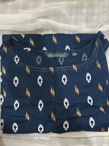 Stylish Blue Ikat Print Kurta