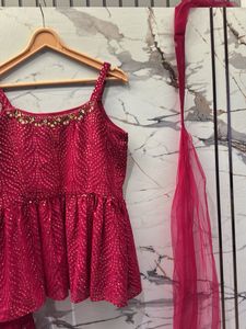Embellished Peplum Kurta with Dupatta
