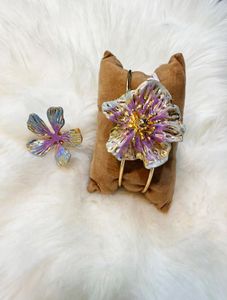 Flower Design Bangle and Ring Set