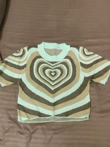 Sweetheart Heart Pattern Knit Top