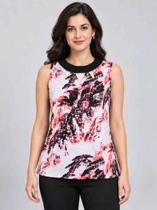 Stylish Abstract Print Sleeveless Top