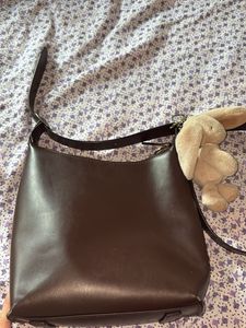 Brown Faux Leather Hobo Bag