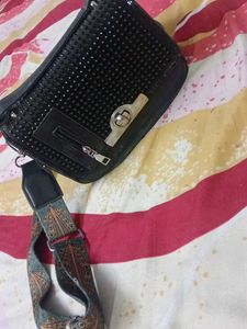 Stylish Black Studded Crossbody Bag