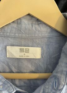 UNIQLO  Short Sleeve Linen Shirt - Blue
