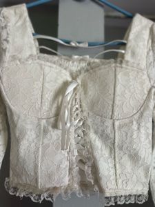 Korean Padded White Lace Corset Top