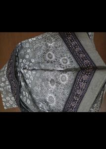 Elegant Grey Floral Embellished Saree