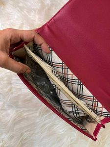 sabhyasachi Red Handbag with Gold Tiger Accent