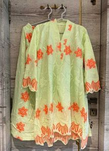 Beautiful Light Green Kurta Set with Orange Floral