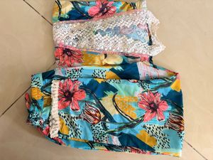 Bohemian Floral Print Kurti and pant set