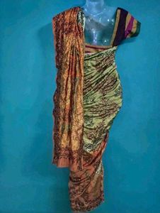 orange pure silk saree