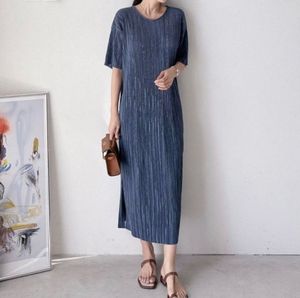 Pleated Blue Midi Dress