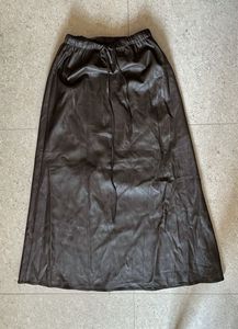 Women brownish leather maxi skirt