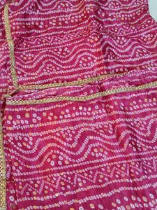 Beautiful Pink Bandhani  duppata with Gold  gotta