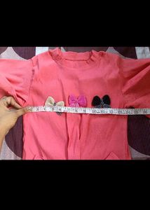 Coral Bow Detail Flutter Sleeve Top