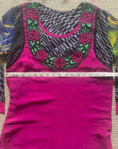 Pink Floral Embroidered Kurta