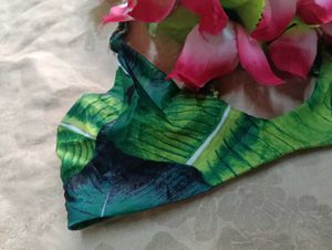 65.Tropical Green Bikini Top