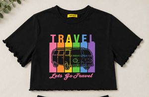Cute Travel Van Graphic Crop Top