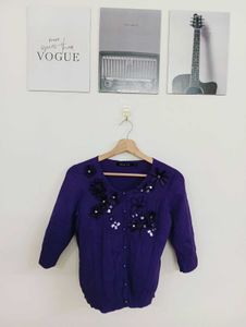 Embellished Purple Cardigan