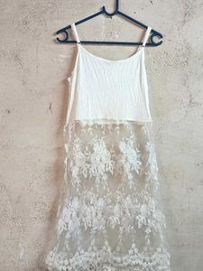 White Lace Dress Sheer Mini