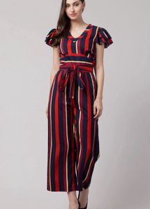 Striped Jumpsuit with Belt