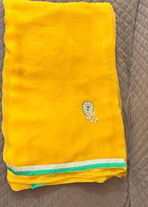 Vibrant Yellow Embroidered Saree