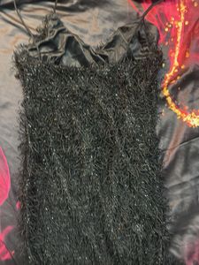 Little Black Fuzzy Mini Dress