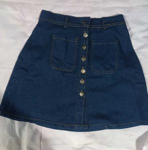 Denim Button-Front Skirt