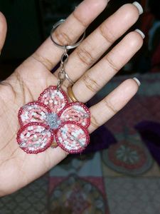 Handmade Beaded orchid flower keychain
